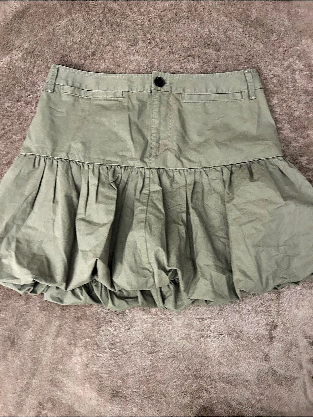 Free Assembly Bubble Hem Mini Skirt Green Medium